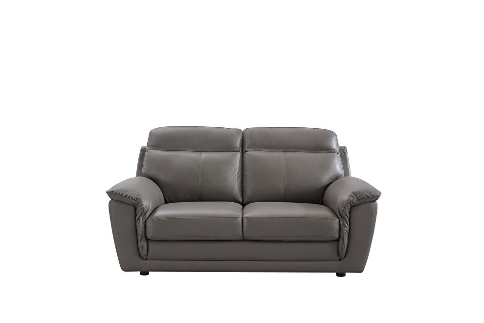 Contemporary casual style loveseat in gray leather by Beverly Hills