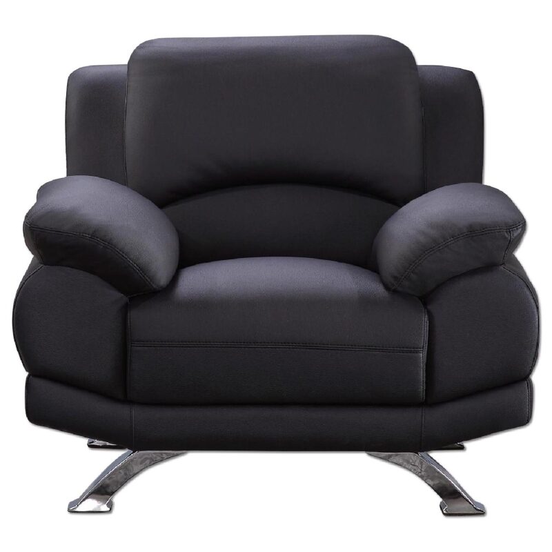 Black modern black leather chair by Beverly Hills
