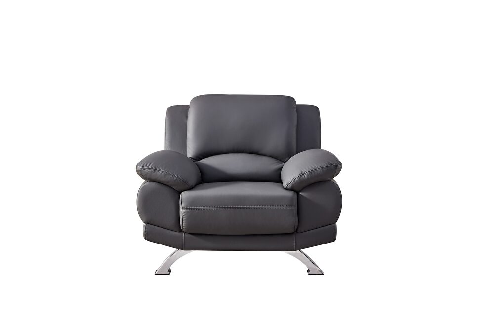 Gray modern black leather chair by Beverly Hills