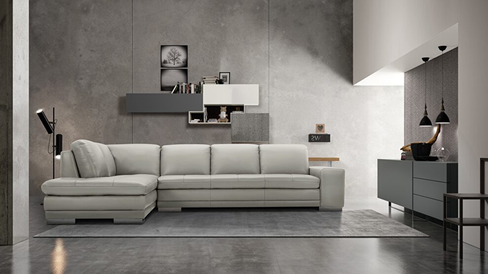 Italian full leather smoke gray sectional sofa by Beverly Hills