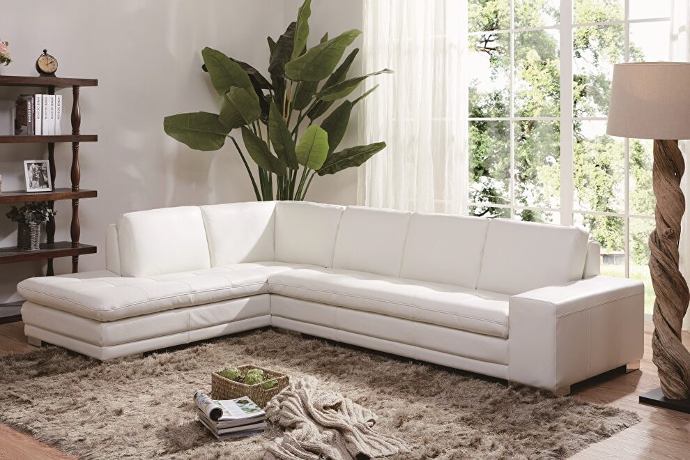 Italian full leather white sectional sofa by Beverly Hills