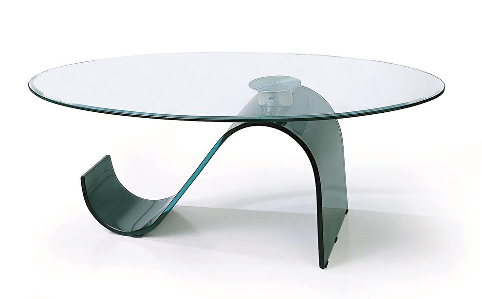 Unique modern oval glass coffee table by Beverly Hills