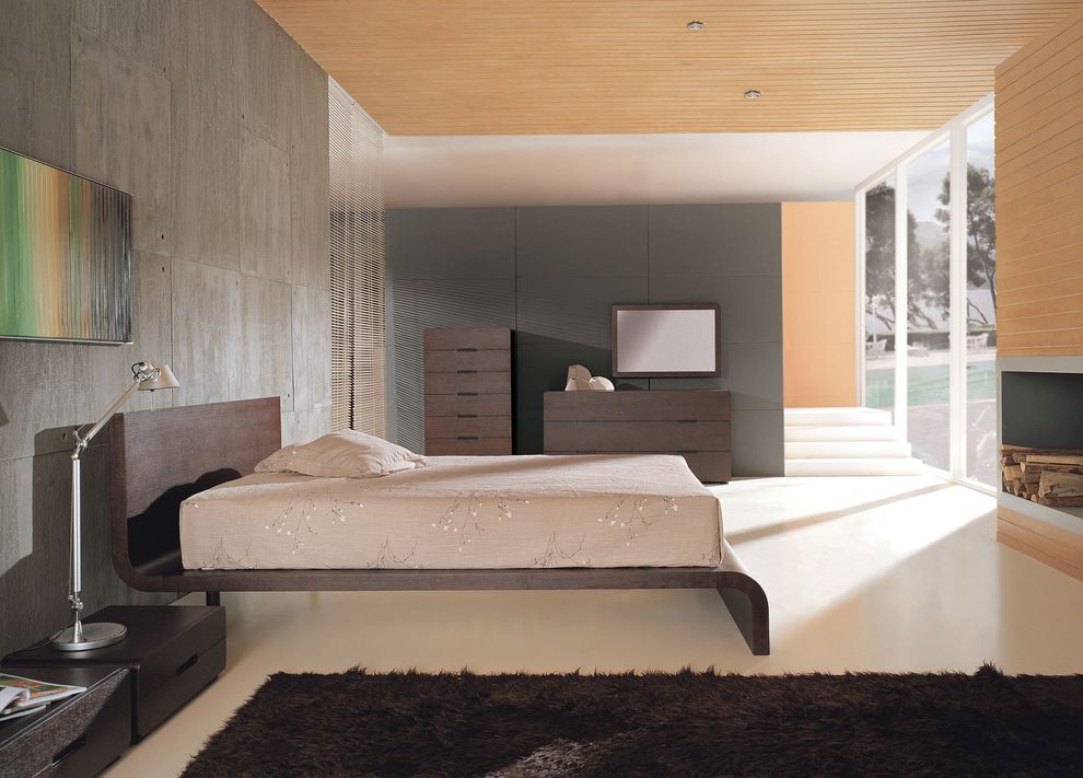 Innovative designer solid wood platform bed by Beverly Hills