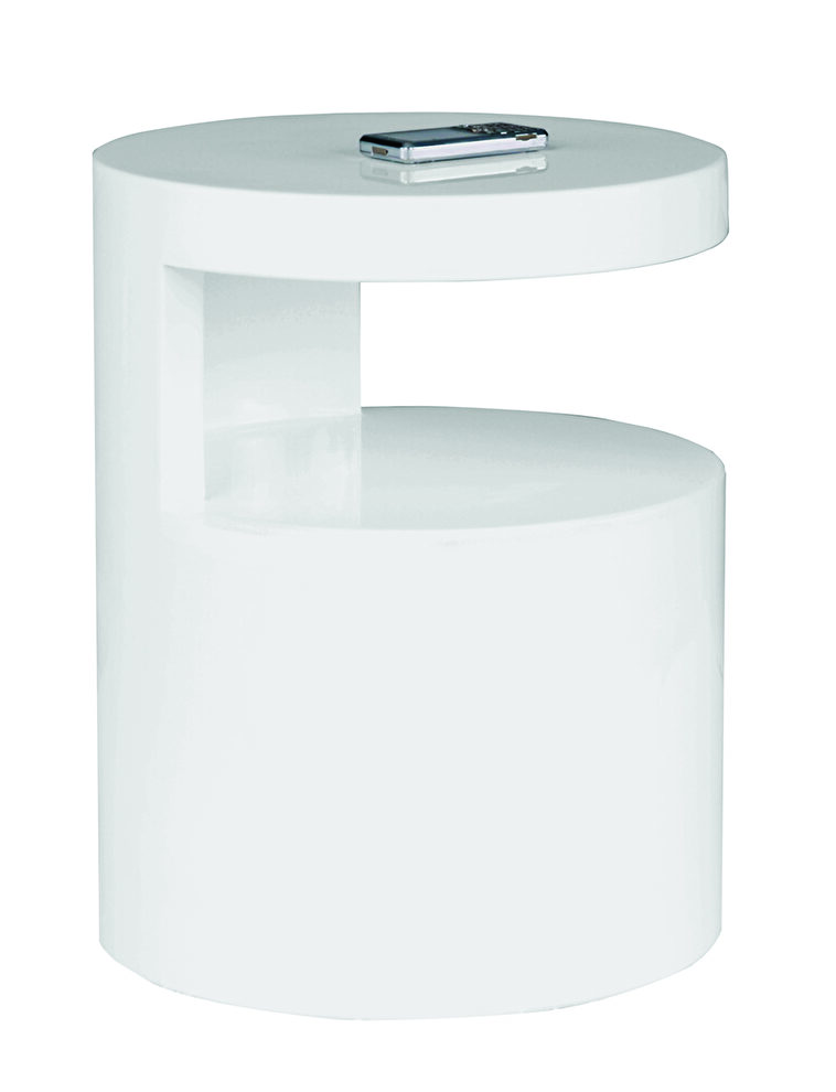 White gloss oval modern end table by Beverly Hills