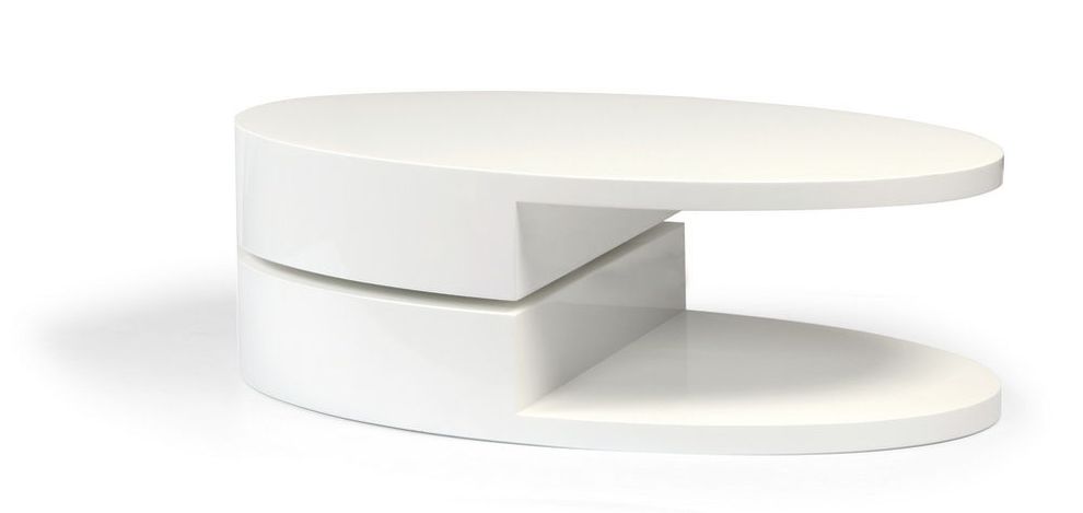 White gloss oval modern coffee table by Beverly Hills