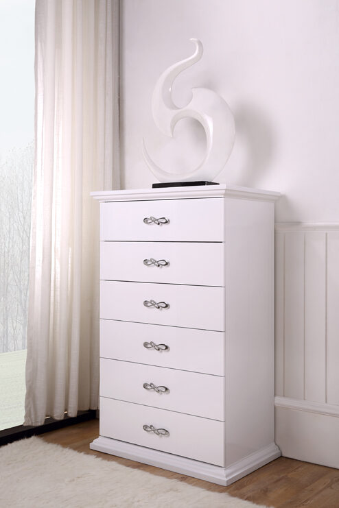 White lacquer chest by Beverly Hills