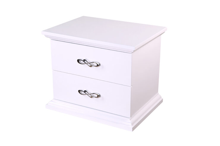White lacquer nightstand by Beverly Hills