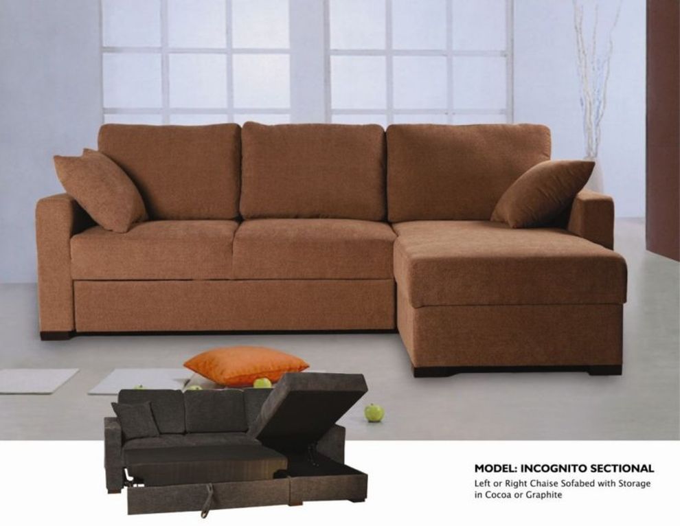 Cocoa small sectional sofa bed with storage chaise by Beverly Hills