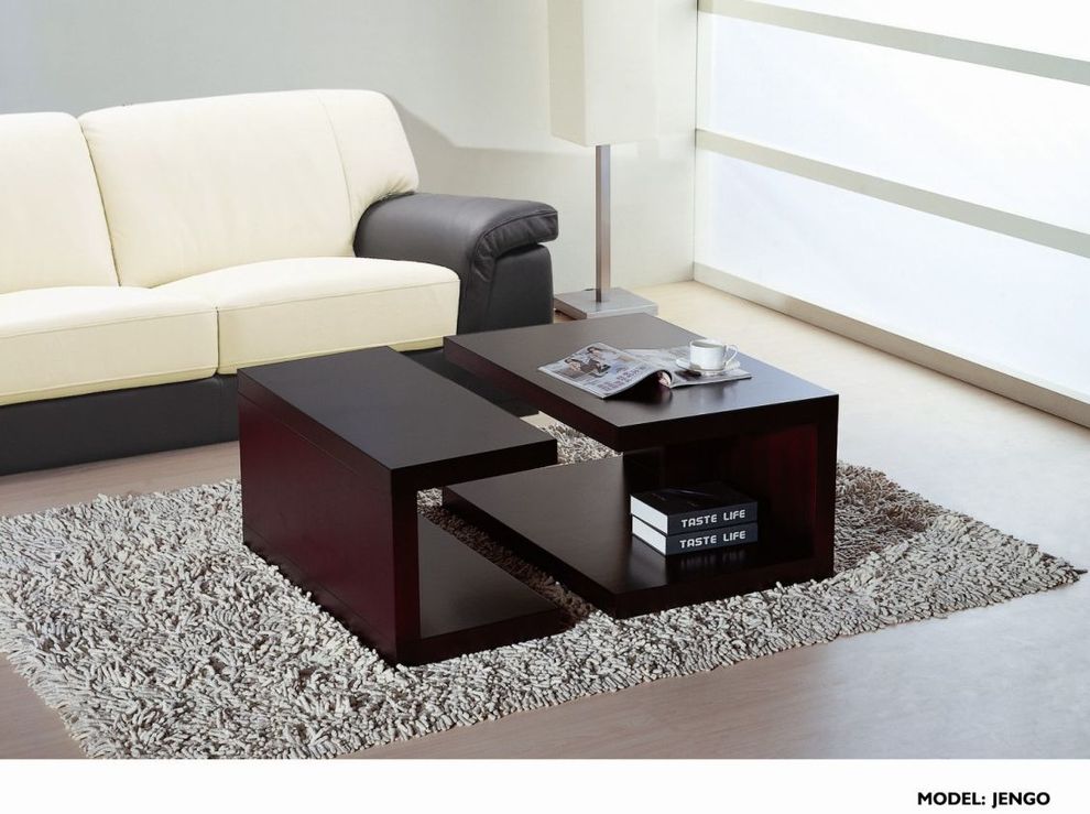 Modern 2PC Wooden Coffee Table by Beverly Hills