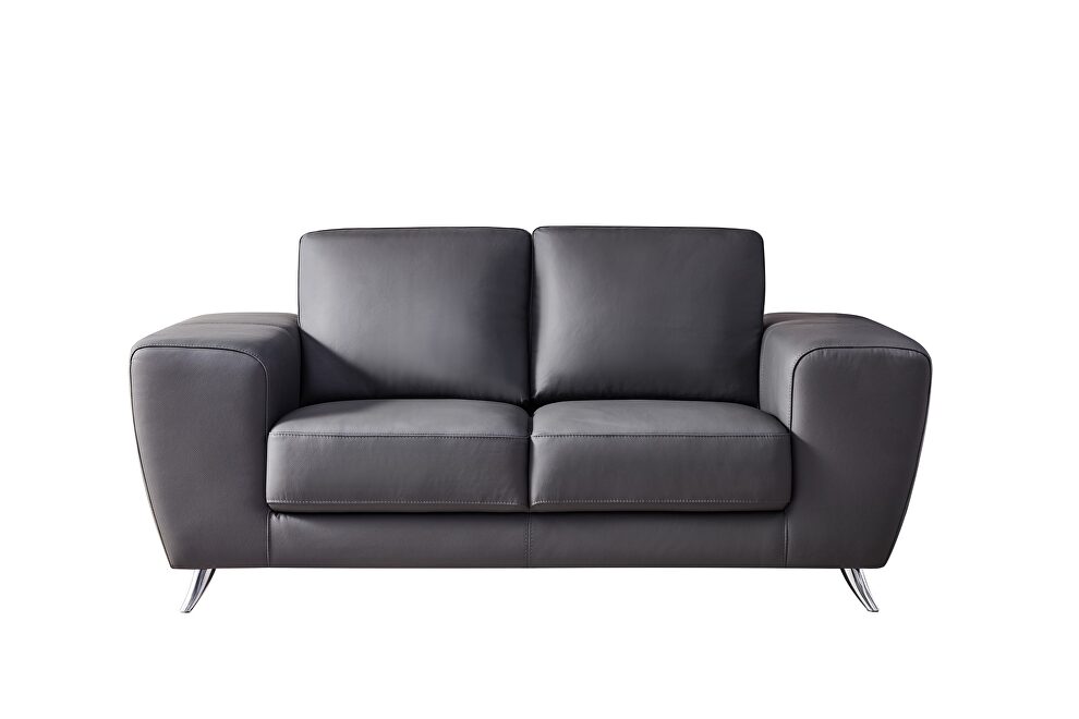 Gray ultra-contemporary loveseat w/ metal legs by Beverly Hills