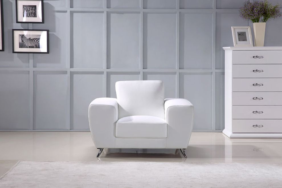 White ultra-contemporary chair w/ metal legs by Beverly Hills