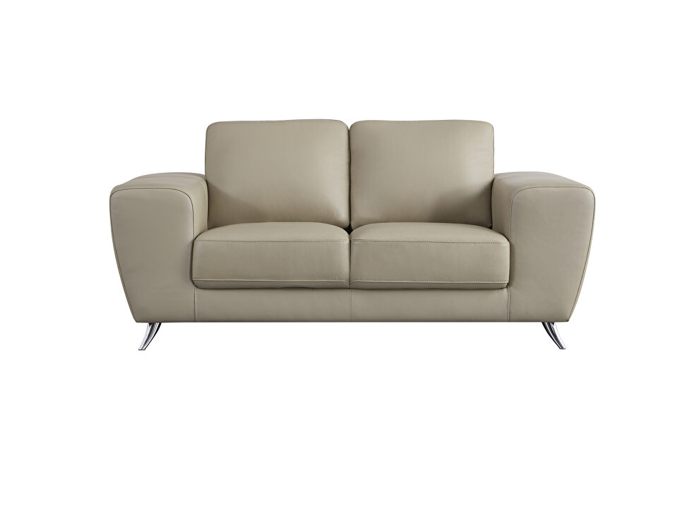 Taupe ultra-contemporary loveseat w/ metal legs by Beverly Hills