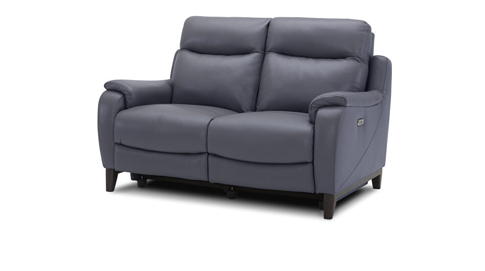 Full gray slate leather recliner loveseat by Beverly Hills