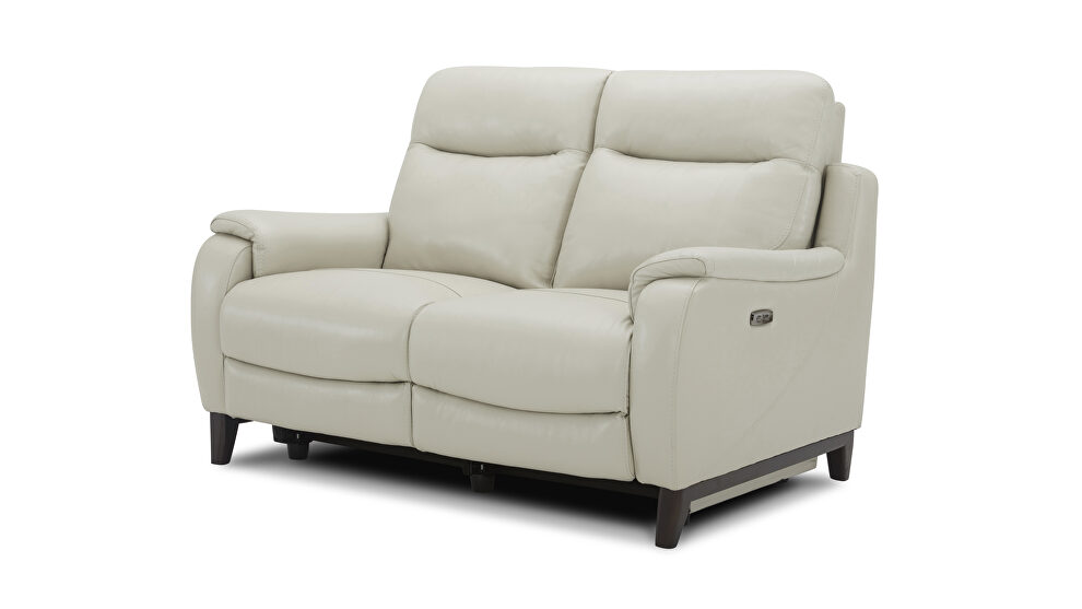 Full gray smoke leather recliner loveseat by Beverly Hills