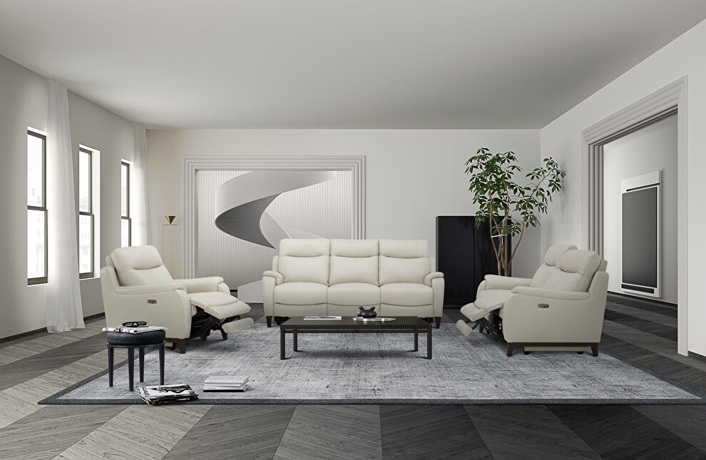 Full gray smoke leather recliner sofa by Beverly Hills