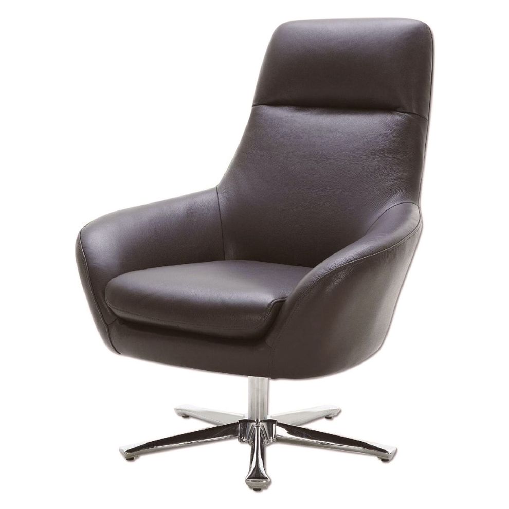 Swivel full leather chair with metal base by Beverly Hills