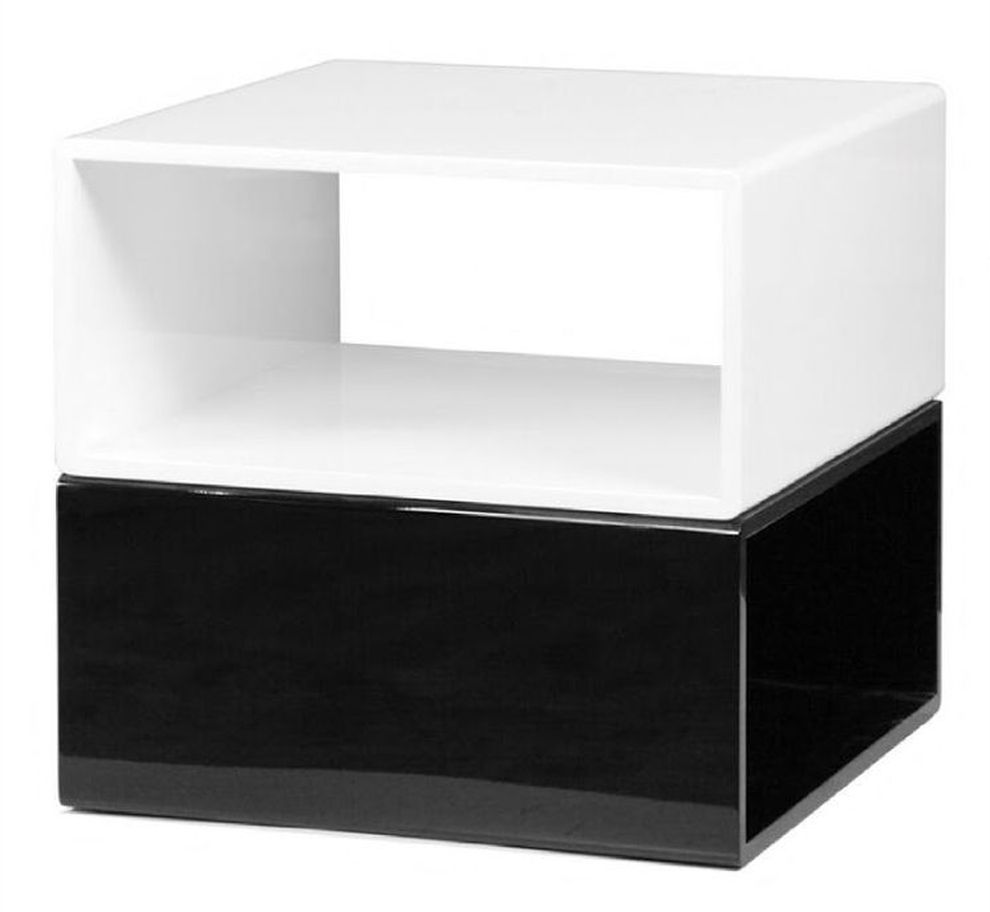 Black/white high gloss end table by Beverly Hills