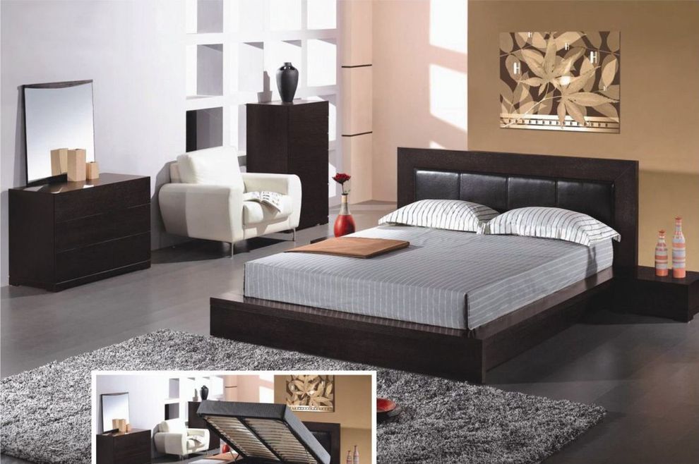 Elegant quallity wenge solid wood queen bed by Beverly Hills