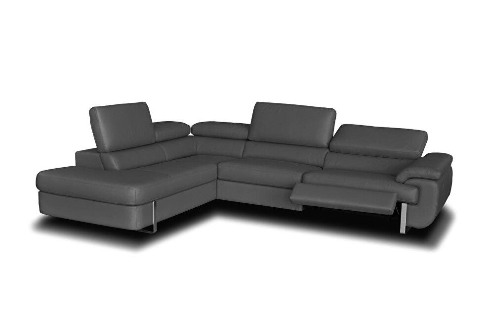 Stylish Italian leather sectional w/ recliner by Beverly Hills