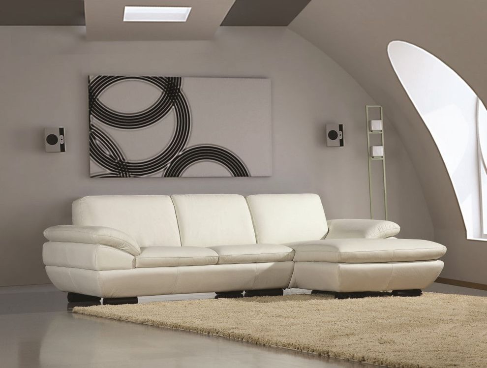Contemporary off white leather sectional sofa by Beverly Hills