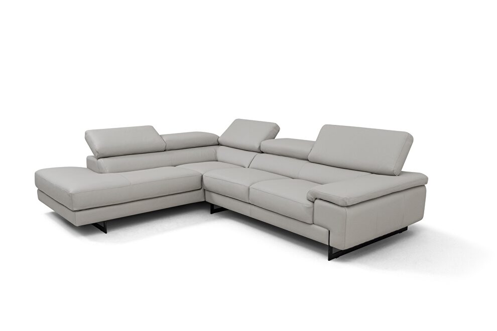 Gray low profile full Italian leather sectional by Beverly Hills