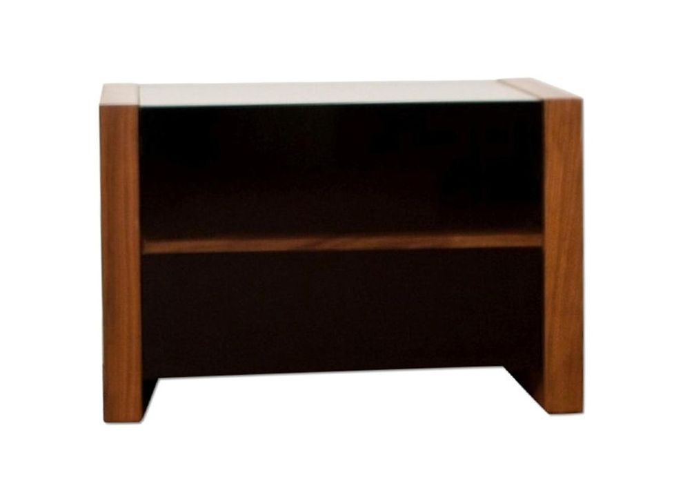 High gloss black and walnut nightstand by Beverly Hills