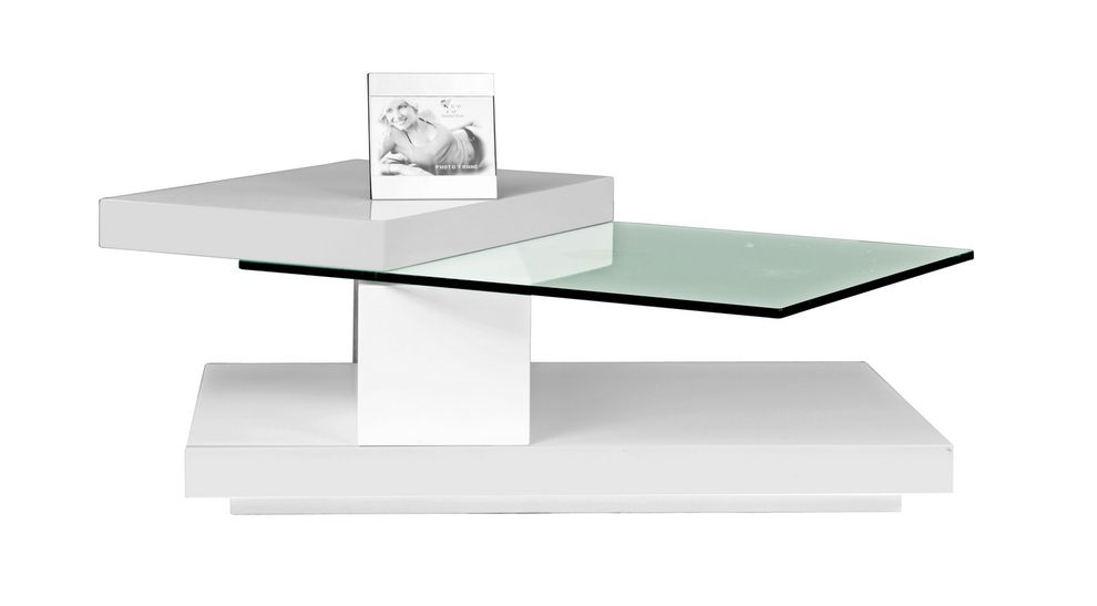 White high-gloss swivel top coffee table by Beverly Hills