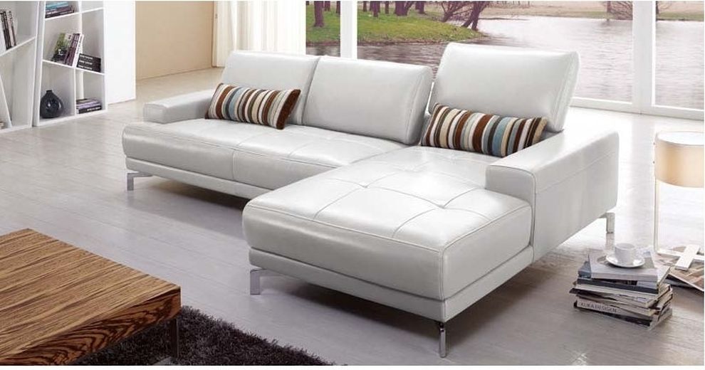 Quality beige low-profile leather sectional by Beverly Hills