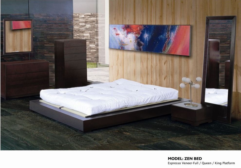 Minimalistic modern design solid wood king bed by Beverly Hills