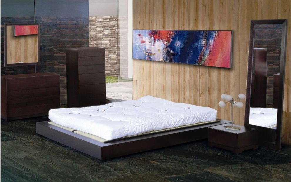 Minimalistic modern design solid wood bed by Beverly Hills