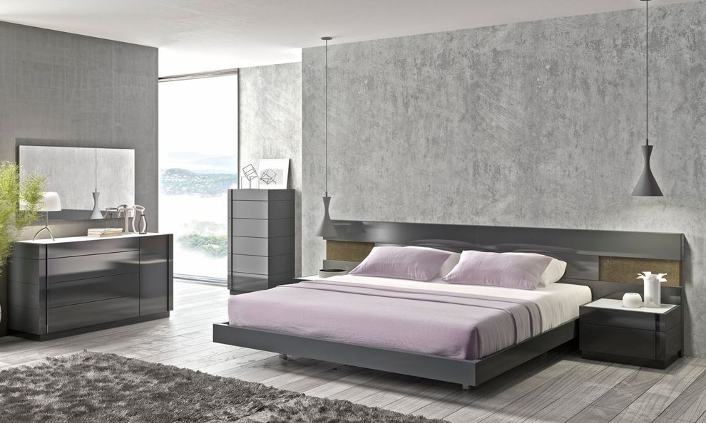 Premium wide headboard low-profile king bed by J&M
