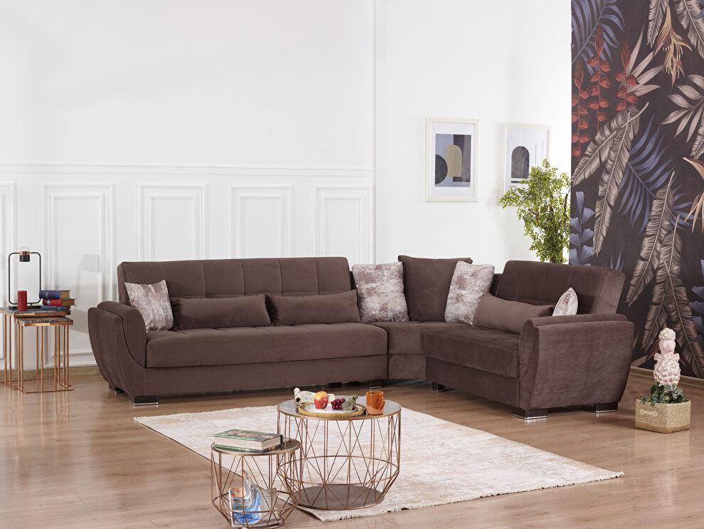 Reversible brown microfiber sectional w/ storage by Casamode
