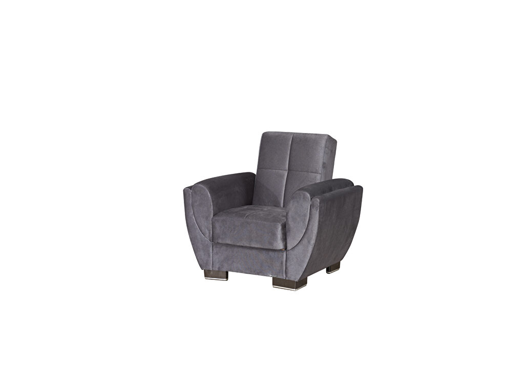 Gray microfiber sleeper chair w/ storage by Casamode