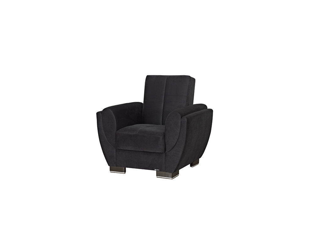 Black microfiber sleeper chair w/ storage by Casamode