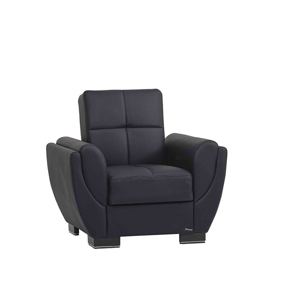 Black pu leatherette sleeper chair w/ storage by Casamode