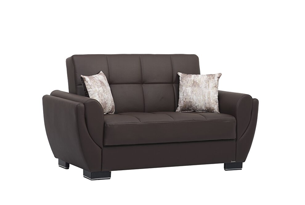 Brown pu leatherette sleeper loveseat w/ storage by Casamode