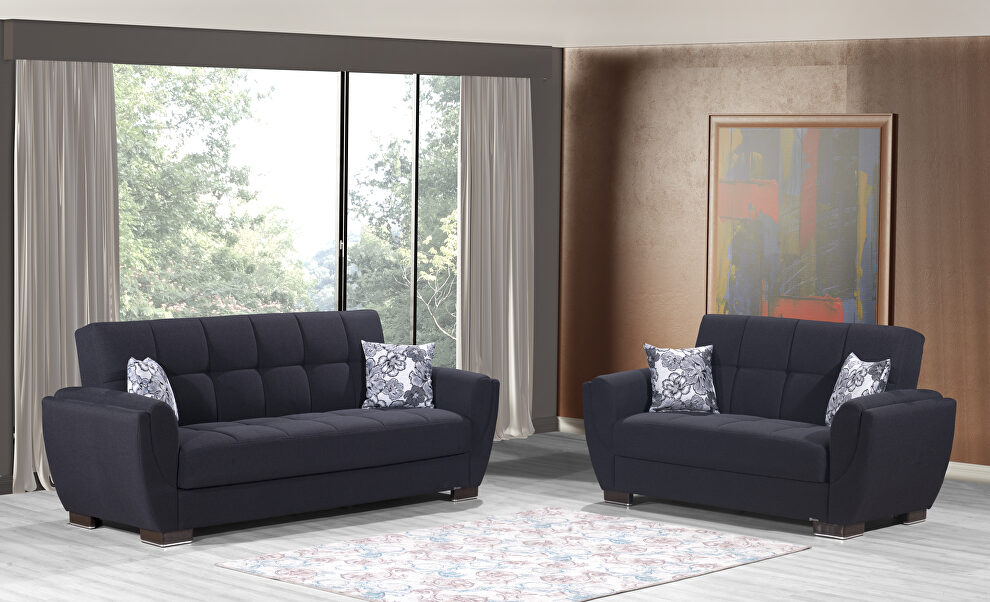 Black fabric sleeper sofa w/ storage by Casamode