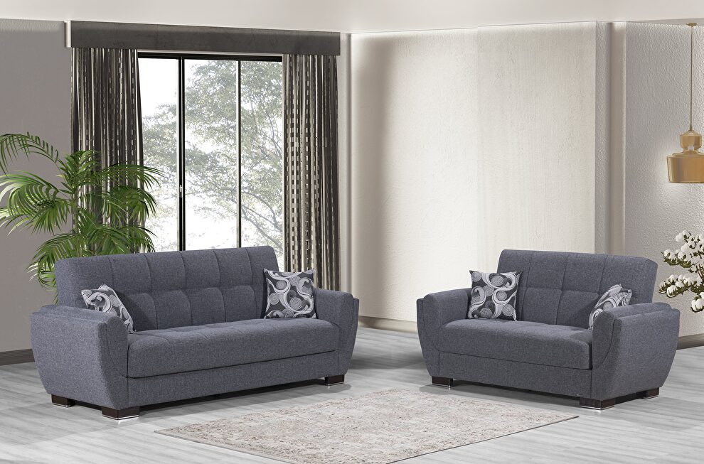 Light gray fabric sleeper sofa w/ storage by Casamode