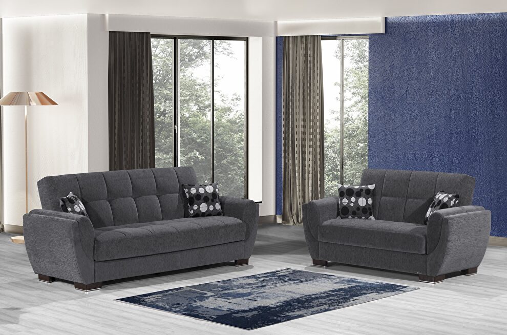 Asphalt gray fabric sleeper sofa w/ storage by Casamode