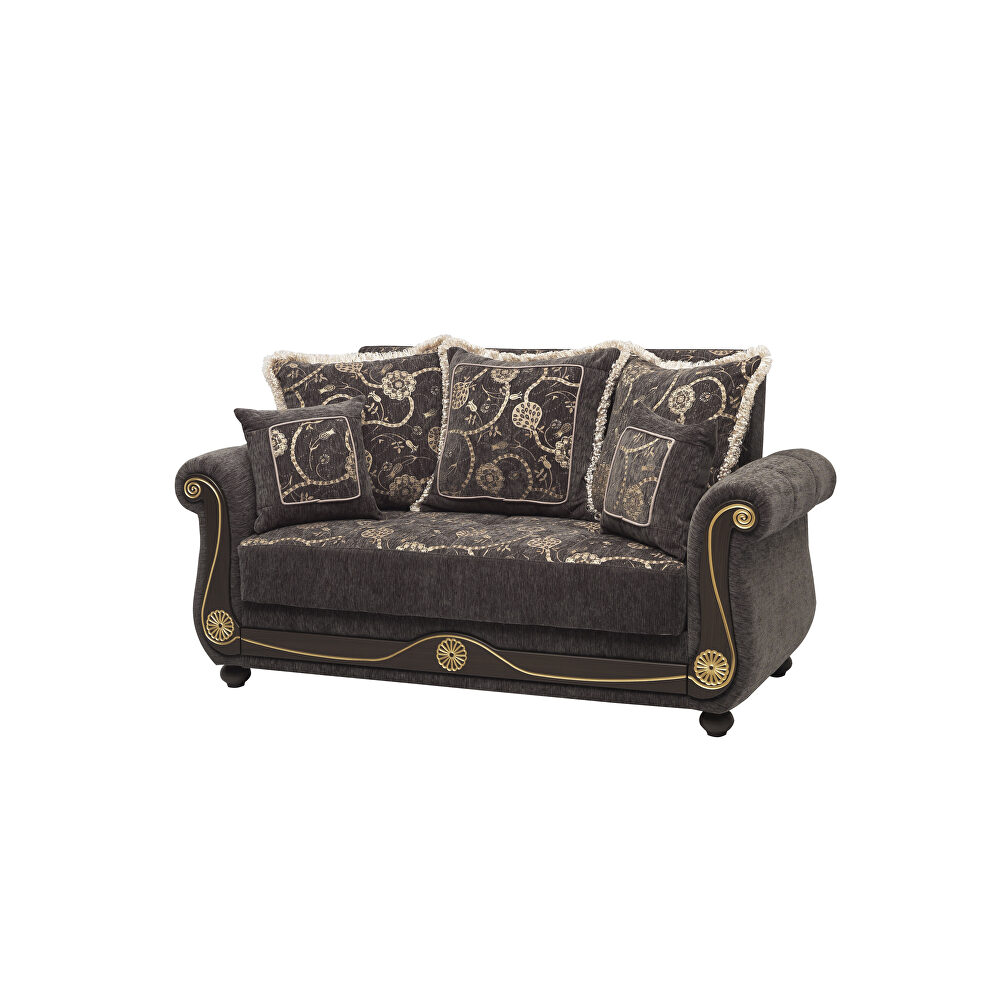 Gray chenille middle eastern style traditional loveseat by Casamode