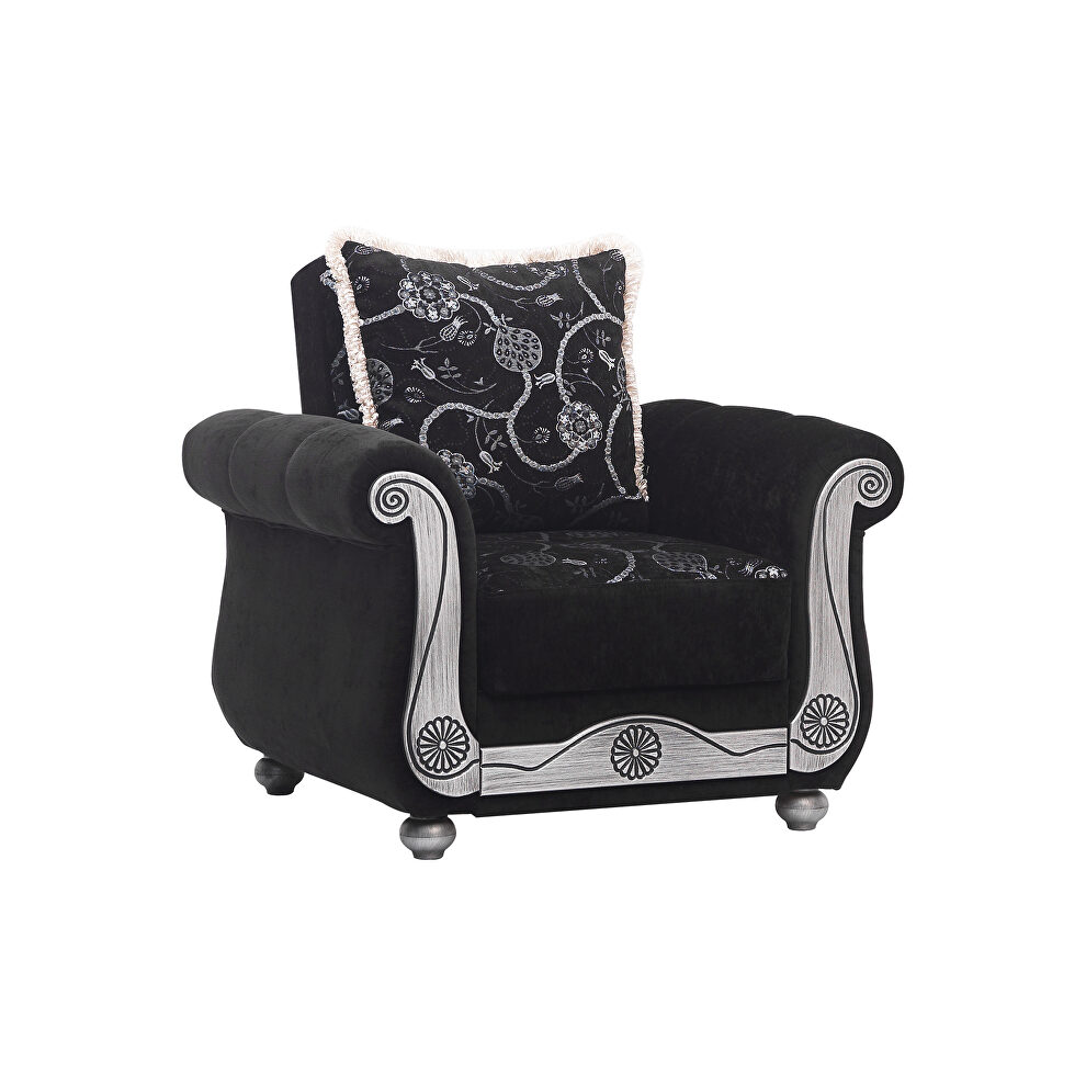 Black chenille middle eastern style traditional chair by Casamode