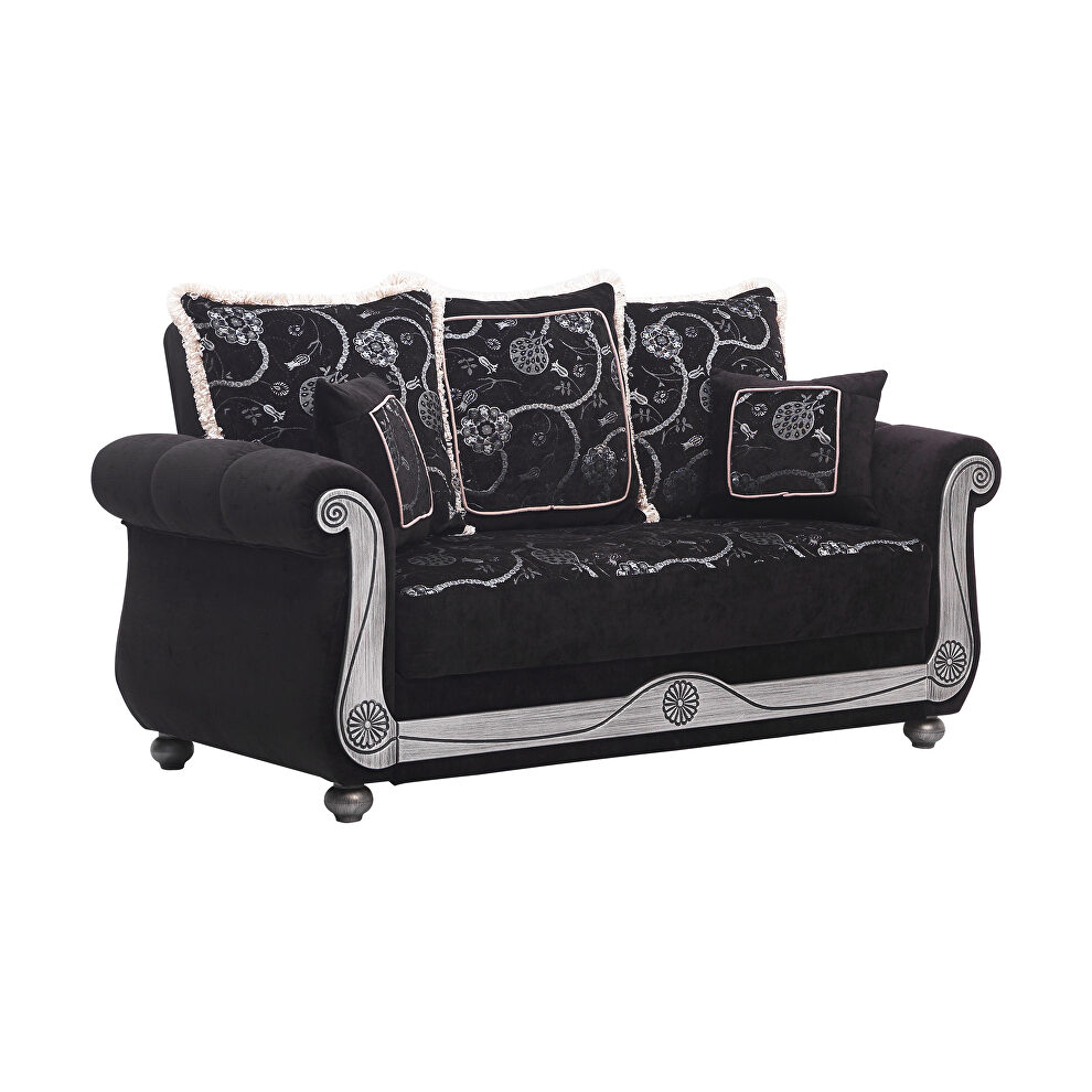 Black chenille middle eastern style traditional loveseat by Casamode