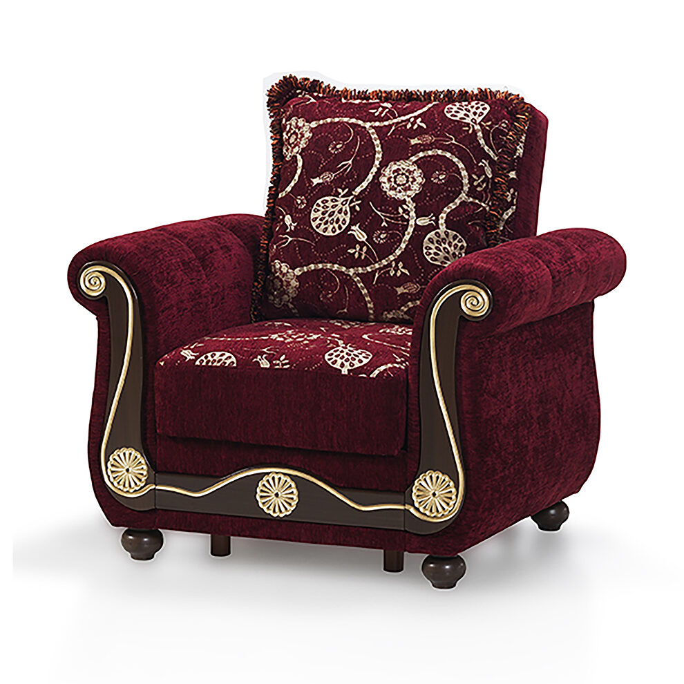 Burgundy chenille middle eastern style traditional chair by Casamode
