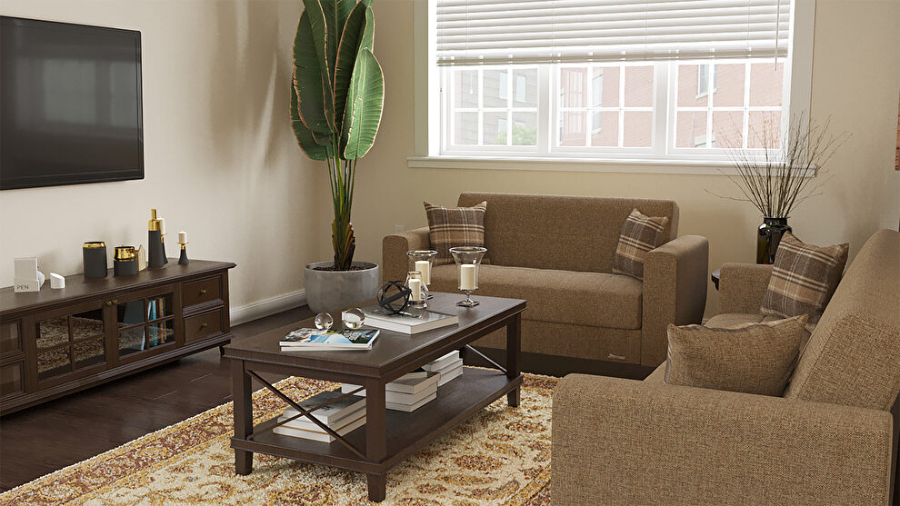 Casual style brown chenille sofa / sofa bed w/ storage by Casamode