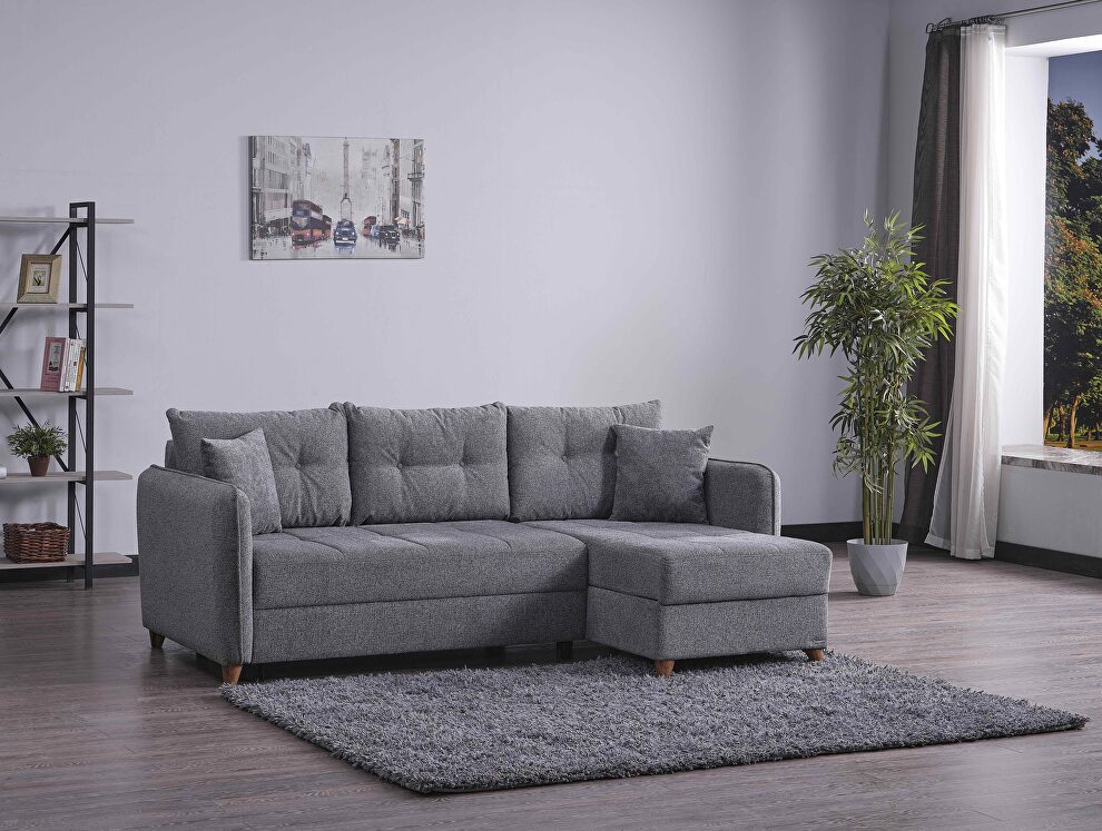 Chenille fabric casual style reversible sectional sofa by Casamode