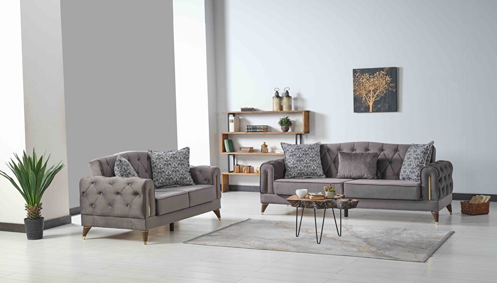 Stylish gray velvet fabric glam style sofa by Casamode
