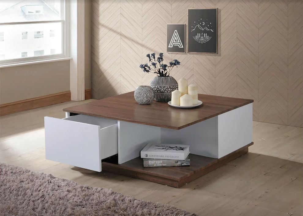 Modern square coffee table w/ 2 drawers by Casamode