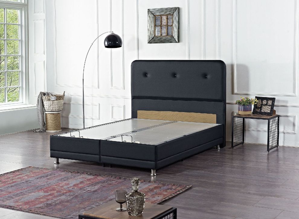 Storage full bed in black pu leatherette by Casamode