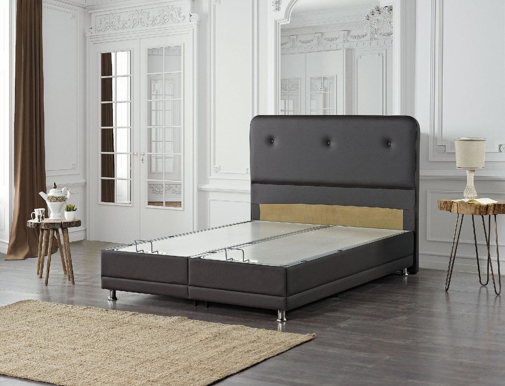 Storage twin bed in brown pu leatherette by Casamode