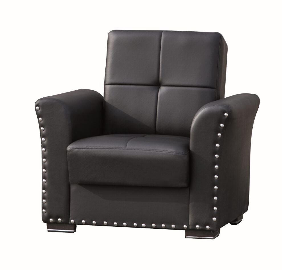 Black pu leather chair w/ storage by Casamode